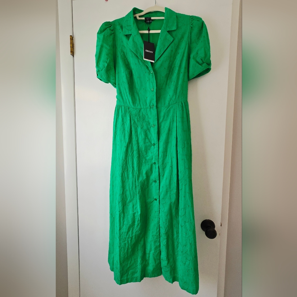 NWT DKNY Green Cotton Dress NWT with Pockets! 🥰 - Picture 2 of 8